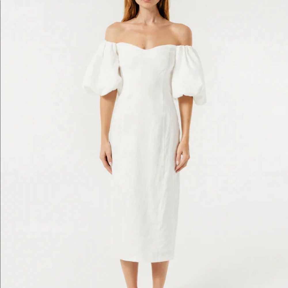 white linen Rhode Karima midi bridal dress NWT size XL